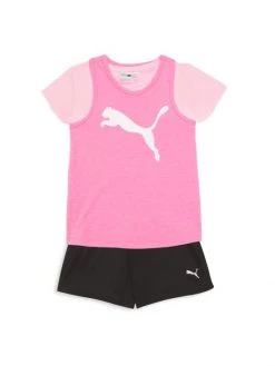 Puma Little Girl’s 3-Piece Jersey Logo T-Shirt, Tank Top & Mesh Shorts Set For Kids