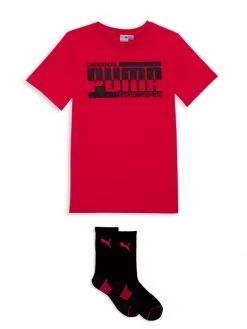 Puma Boy’s 2-Piece Logo T-Shirt & Socks Set For Kids