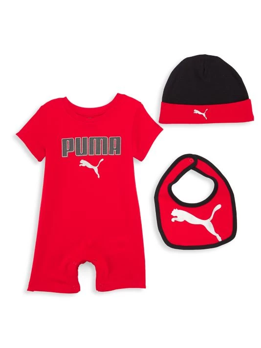 Puma Baby's 3-Piece Jersey Romper, Bib & Hat Set For Kids 5 Puma Baby's 3-Piece Jersey Romper, Bib & Hat Set For Kids - Image 3