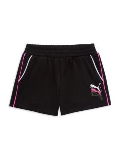 Girl's Puma Power Pack French Terry Shorts For Kids White Heather