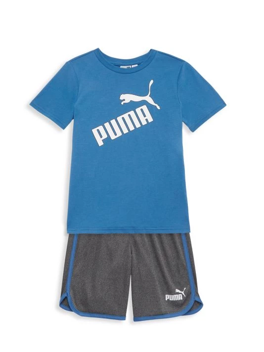 Puma Little Boy's 2-Piece T-Shirt And Shorts Set For Kids Light Heather Grey 6 Puma Little Boy's 2-Piece T-Shirt And Shorts Set For Kids Light Heather Grey - Image 4