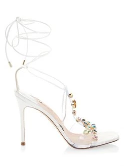 Sophia Webster Camille 100 Croc-Embossed Crystal-Embellished Ankle-Wrap Sandals