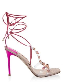 Sophia Webster Camille 100 Glitter Crystal-Embellished Ankle-Wrap Sandals