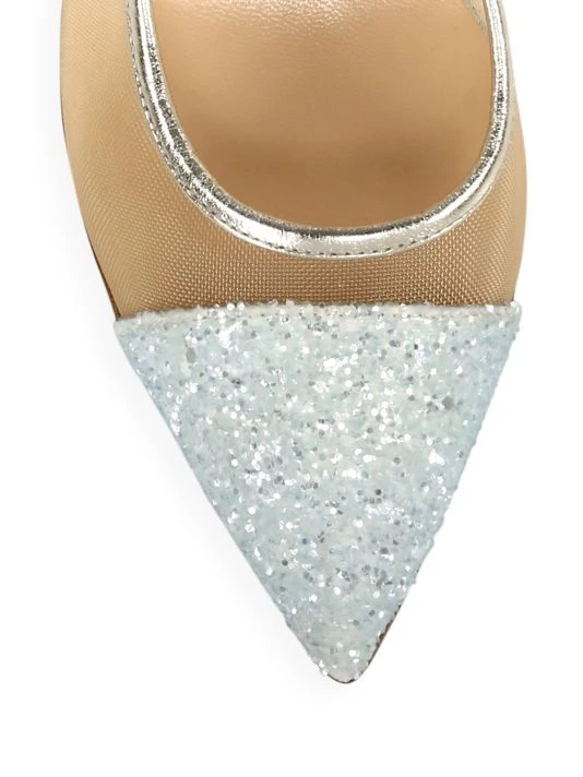Sophia Webster Jasmine Embellished-Heel Glitter Leather & Mesh Pumps 6 Sophia Webster Jasmine Embellished-Heel Glitter Leather & Mesh Pumps - Image 4