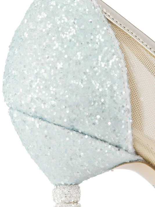 Sophia Webster Jasmine Embellished-Heel Glitter Leather & Mesh Pumps 8 Sophia Webster Jasmine Embellished-Heel Glitter Leather & Mesh Pumps - Image 6